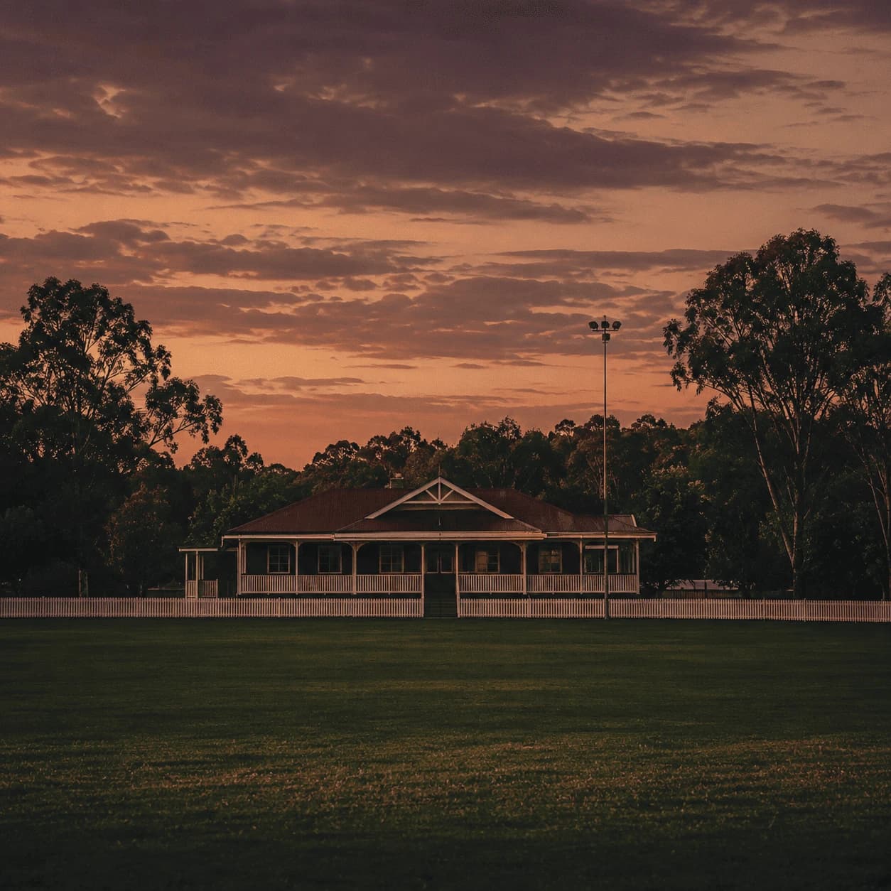 The Fehlberg Park pavilion at dusk