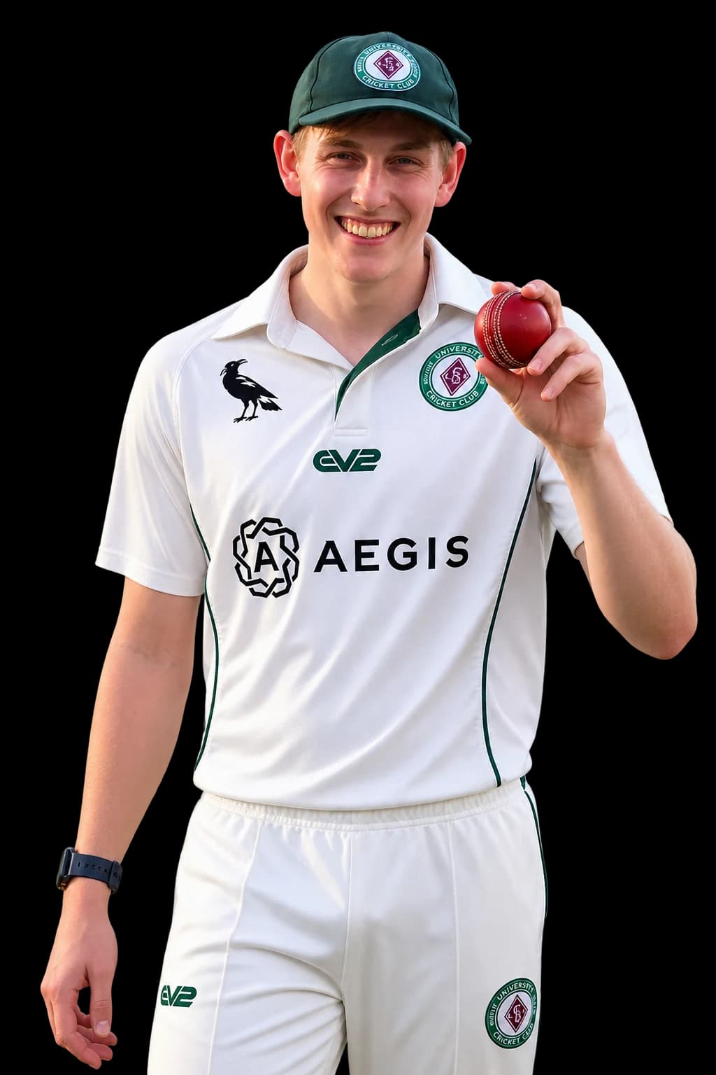 A Magpies bowler holding the ball